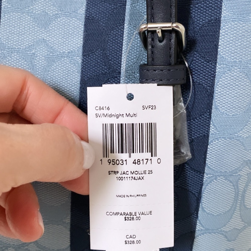 New💃Coach Mollie Tote 25 In Signature Jacquard With Stripes - Picture 12 of 12